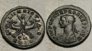 Rare genuine Ancient Roman coin Silvering Antoninianus Probus SOL in quadriga - Picture 1 of 4