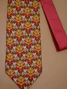 Mens Red Yellow Gianni Versace Floral Print Silk Tie - Picture 1 of 3
