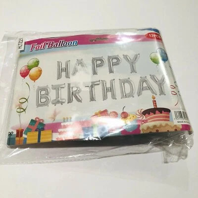 Happy Birthday Foil Letter Balloon Banner Party Decorations 13pcs Blue HLT721  - Image 1 of 4