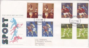 1980 SPORT FDC - RARE Gutter Pairs - Darlington Co Durham Pmk. - Picture 1 of 1