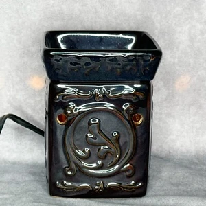 Scentsy Bombay Full Size Wax Warmer Square Ceramic Brown Retired Light Tested - Picture 1 of 9