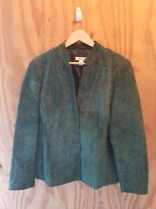 COLDWATER CREEK Women's Plus Jacket Long Sleeve Button Leather Green.Size 1X