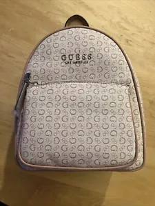 Guess All Over Light Rose Color Logo Print Mini Small Backpack - Picture 1 of 6
