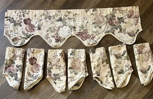 8 Fenster Volants Stange Tasche weich rosa grün creme Blumen überbacken 49"x14" - Bild 1 von 9