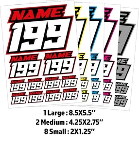 CUSTOM MOTOCROSS STICKERS NAME NUMBER PLATE DECALS MX ATV BMX RACE DIRT BIKE - Picture 1 of 21