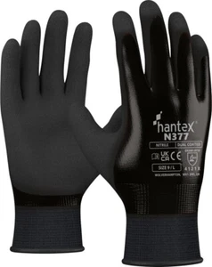 10 x Hantex N377 Dual Coated Nitrile Waterproof Dexterity Comfort Work Gloves - Picture 1 of 3