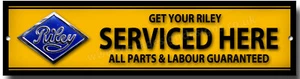 LETRERO DE METAL RILEY ""GET YOUR RILEY SERVICE HERE"". MAN CAVE - Imagen 1 de 1
