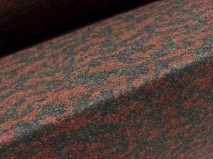 Wool Jacquard Woven Fabric, Per Metre - Abstract Swirl - Charcoal Grey & Red - Picture 1 of 3