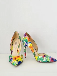 GUESS Women’s size 7 Shoes Heels Pumps High Heels Floral Multicolor Colorful  - Picture 1 of 6