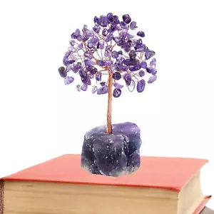 Amethyst Crystal Gemstone Bonsai Money Tree Good Luck Prosperity Fengshui Tree - Picture 1 of 7