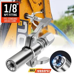 Grease Gun Coupler Double Handle High Pressure Quick Release Lock Oil Nozzles - Picture 1 of 24
