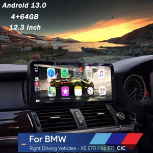 12.3" Car Stereo Android 13 For BMW X5 X6 E70 E71 CIC Fit Apple Carplay GPS NAVI - Picture 1 of 18