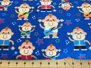 Monkey Rock Band Flannel fabric Sold By The Yard #1452 - Picture 1 of 1