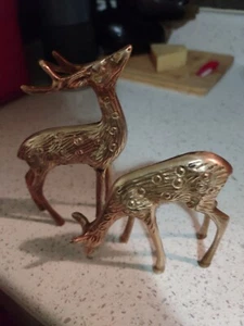 Holiday Vintage massives Messing Hirsch Set 6" hoch - Bild 1 von 5