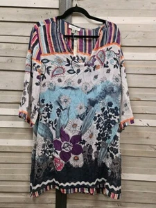 Top túnica boho Cold Water Creek 1x etiquetas estampado muti  - Imagen 1 de 3