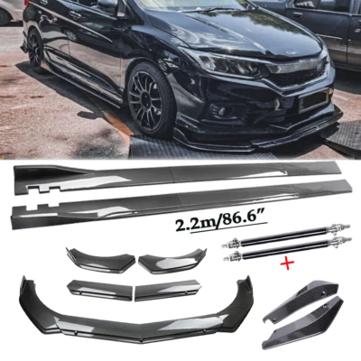 Carbon Fiber Front Bumper Lip Chin Spoiler For Honda City 2010-22 Body Kits Foto 1 de 4
