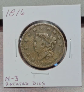 1816 Coronet Head Large Cent - N-3 Var. - Higher Grade - Slight Rotation - Picture 1 of 6
