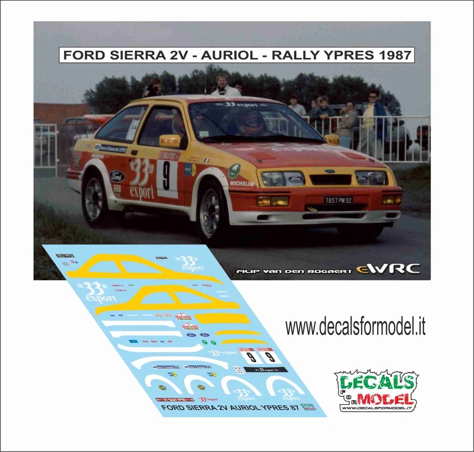 DECALS 1:43 FORD SIERRA 2V AURIOL RALLY YPRES 1987 - Immagine 1 di 1