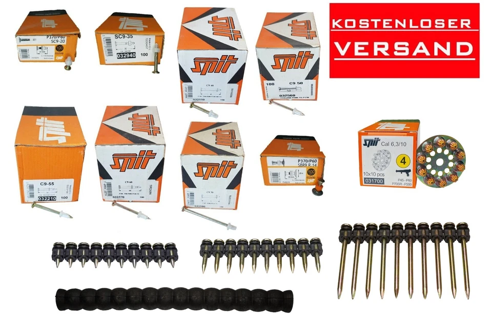 Spit 100 Pcs SC9 Clous SBR9 Boulons P370 P390 P60 P200 S40 Clous De Magasin