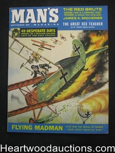 Man's Sep 1960 Mel Crair Biplane Dogfight Cvr, Basil Gogos, Michener J.D. Story - Picture 1 of 1