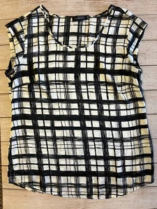 Window Payne B & W Print Sleeveless Top Size M - Picture 1 of 6