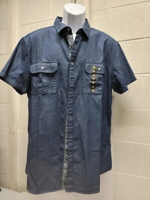 Marc Anthony Mens Blue Luxury Soft Slim Fit Short Sleeve Button-Down Shirt XL - Image 1 of 4