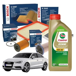 Kit Tagliando 5LT Olio + 4 Filtri Bosch Audi A3 (8V1) 2.0 TDI KW 110 CV 150 - Foto 1 di 12