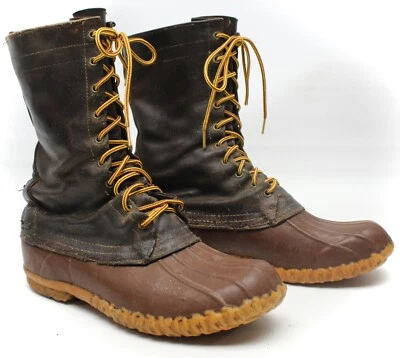 VTG 1940s LL Bean Maine Hunting Shoe Boots 10 EE Brown Leather Black Red Label - Image 1 of 4