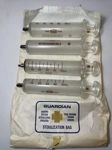 Jeringa hipodérmica de vidrio intercambiable 50cc VAN x1 jeringas - bolsa de esterilización - Imagen 1 de 6