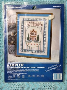 Vogart Crafts "FAMILIES ARE FOREVER" punto de cruz sampler 8761I - lino estampado - Imagen 1 de 2