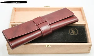Governor Leather Etui / Case for 2 Pens in Brown with wood box (2) - Picture 1 of 6