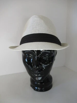 Sombrero de Paja Vintage Blanco Trilby Walker Estilo Fedora Banda Negra Damas El Sombrerero Foto 1 de 4