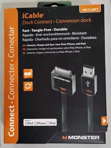 Monster iCable Dock Connect NEW IN BOX Iphone Ipad Ipod 1M USB Sync 3.28ft - Picture 1 of 4