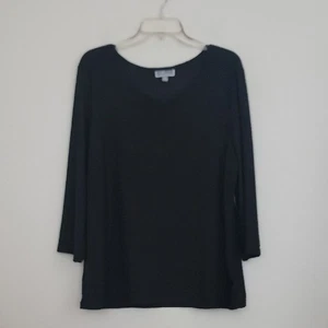 Top Pullover XL Mangas 3/4 Largo Patrón Texturizado Negro Clásico Colección JM - Imagen 1 de 10