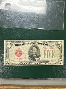 1928 A $5 Red Seal RD - Picture 1 of 6