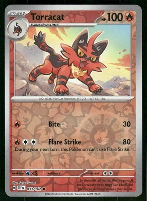 Torracat 033/162 Common Reverse Holo NM Pokemon SV05: Temporal Forces - Image 1 of 2
