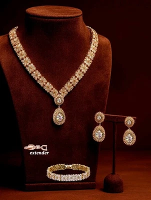 Conjunto de joias de luxo de ouro rosa 18k Pesciosa 4p pedra de diamante Swarovski criada em laboratório - Imagem 1 de 4