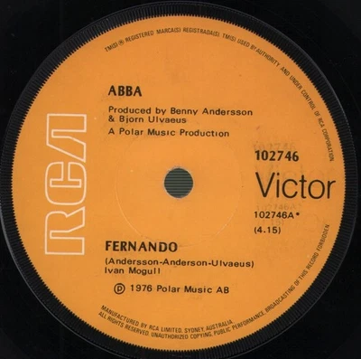 Abba Fernando 7" vinyl Australia Rca Victor 1976 7". vinyl has a few marks - Image 1 of 2