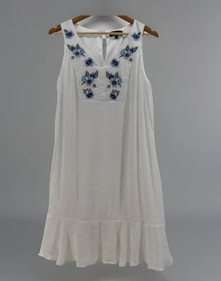 Luxology Vestido Sin Mangas Blanco Gauzy Floral Bordado Forrado Talla 10 Foto 1 de 4