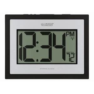513-1422S Atomic Digital Silver Clock with Indoor Temperature - Picture 1 of 6