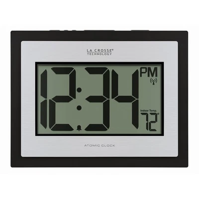 513-1422S Atomic Digital Silver Clock with Indoor Temperature - Image 1 of 4