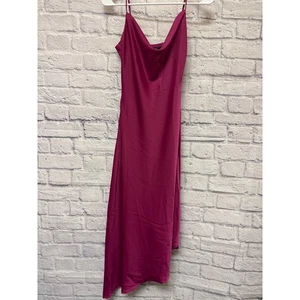 Lulus Dark Pink Cowl Neck Slip Dress Asymmetrical Hem Adjustable Strap SZ XS - Picture 1 of 4