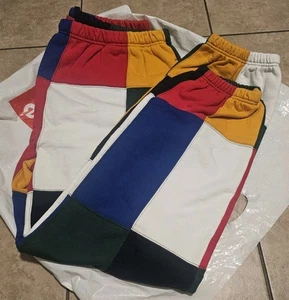 Supreme Patchwork Pastel Sweatpants Navy Large FW17 100 % Authentic - Picture 1 of 7