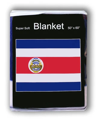 COSTA RICA FLAG FLEECE BLANKET *NEW* 50x60" Cobija República de Costa Rica Rican - Image 1 of 2