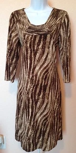 Dana Buchman Brown Animal Print Square Neck Shift Stretch Dress Size XS - Picture 1 of 3
