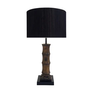 Plaster Carved Faux Bamboo Table Lamp Vintage Retro Hollywood Regency midcentury - Picture 1 of 10