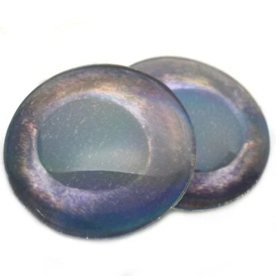 Pair Walleye Fish Iridescent Glass Eyes Jewelry Doll Taxidermy Flatback Cabochon - Image 1 of 4