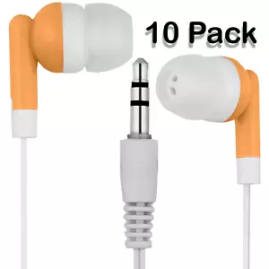 Confezione da 10 cuffie/auricolari arancioni/bianchi da 3,5 mm - insaccati singolarmente - Foto 1 di 1