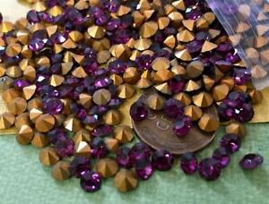 Vintage 5mm Foil Backed Faceted Purple Amethyst Glass Rhinestones 30