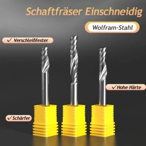 VHM Fräser Einzahnfräser Schaftfräser Z=1 5~8 mm ALU Holz MDF versch. Längen - Picture 1 of 21